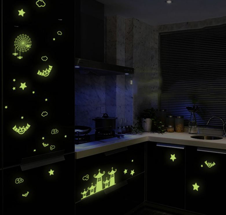 Glow In The Dark Bat Spider Castle Removable Decal Kids Wall Stickers Bedroom