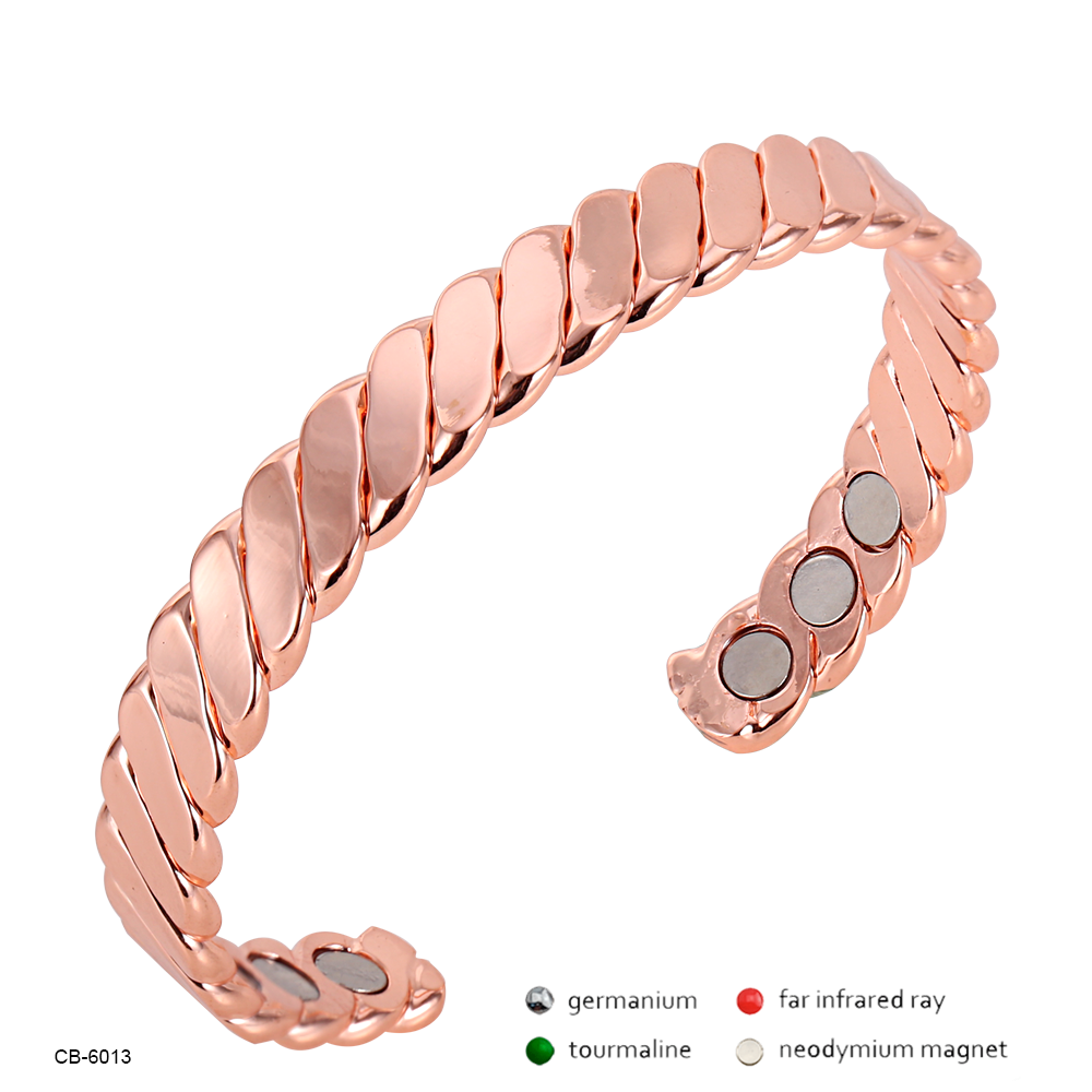 Magnetic Bracelet Pure Copper Twisted - Neodymium 6×2500 Gauss - Magnet Therapy