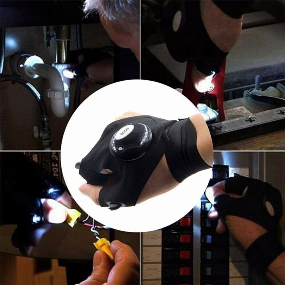 2X Finger Glove w/ LED Light Flashlight Gloves Outdoor Gear Rescue Night Fishing