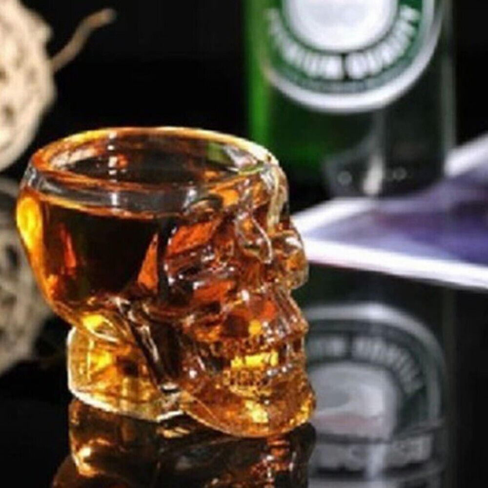 2X Crystal Vodka Whiskey Shot Skull Head Glass Cup Drinkware For Home Party