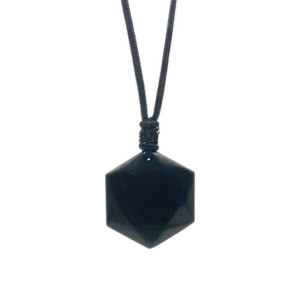 Authentic Shungite Hexagon Pendant Necklace Reiki Healing Crystal Protect EMF