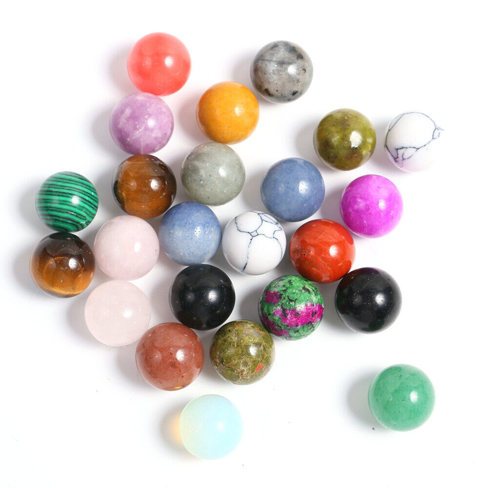 10pcs Natural Mixed Sphere Quartz Crystal Carved Gem Ball Reiki Healing 15mm