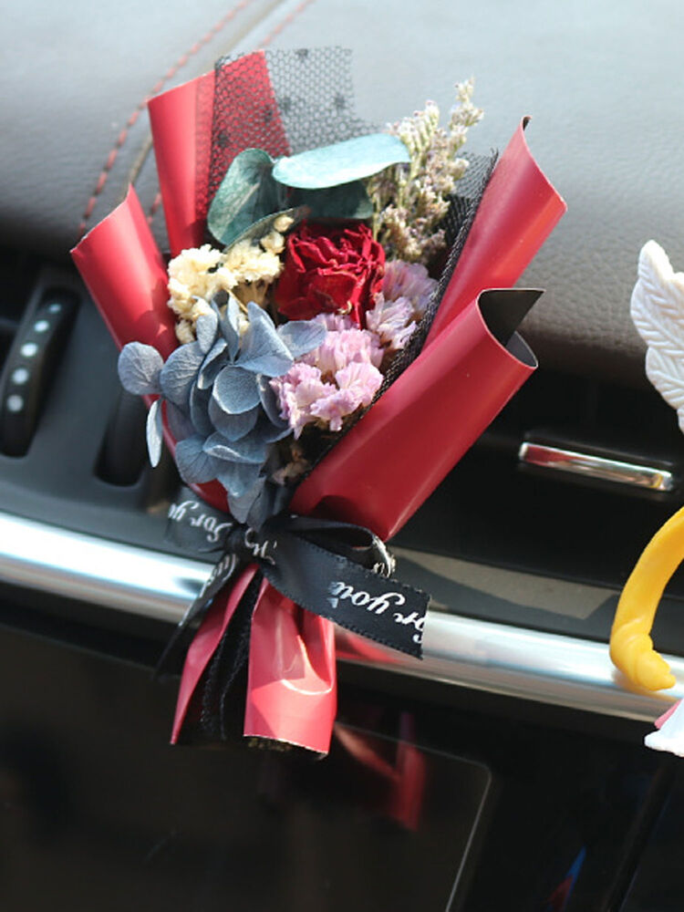 Mini Flowers Bouquet Car Air Freshener Vent Clip Creative Fragrance Clip