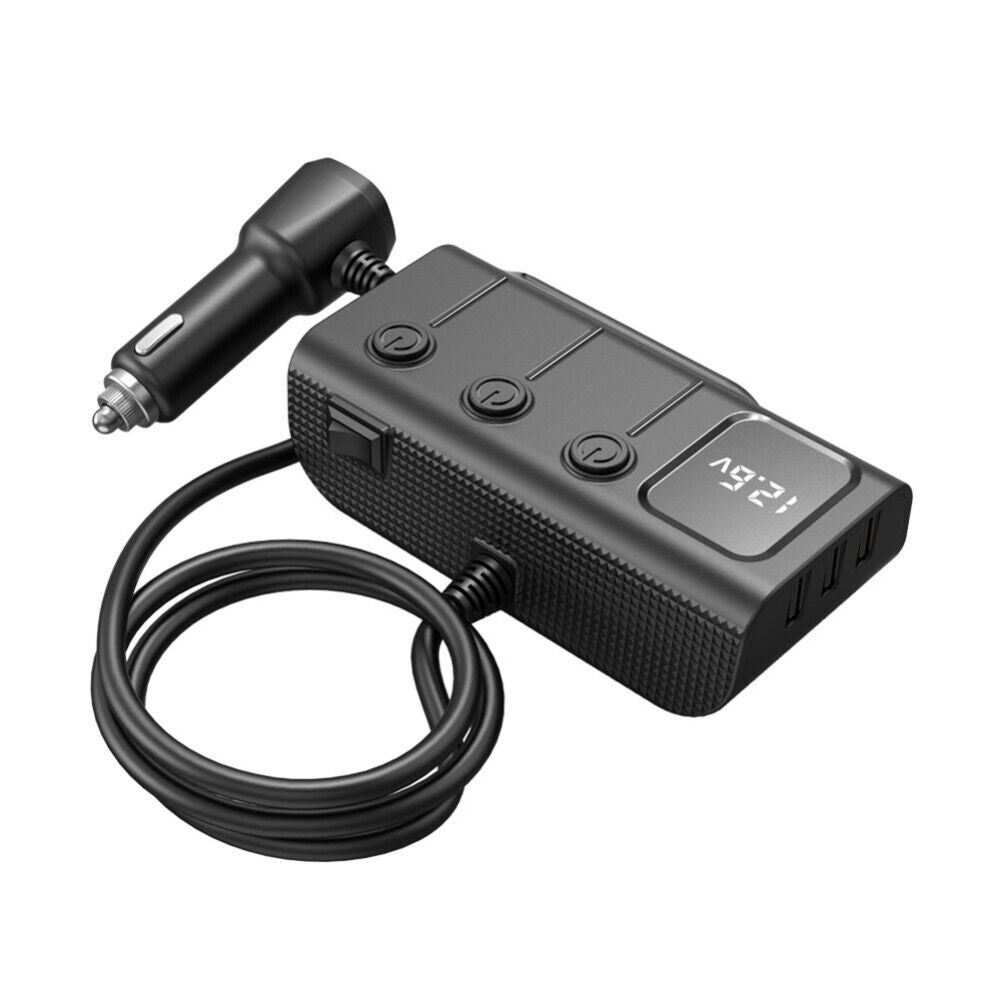 3 Way 12V 24V Multi Socket Car Cigarette Lighter Splitter USB Charger Adapter