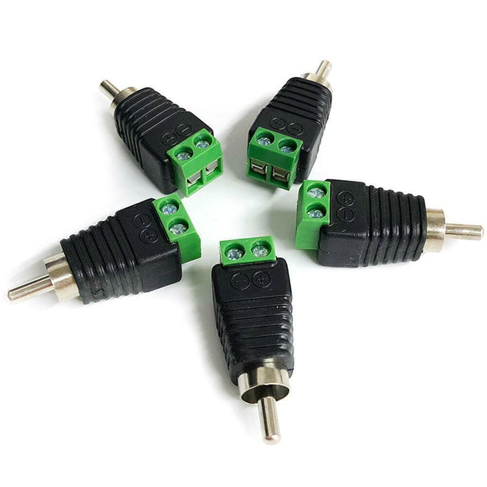 10pcs of Speaker Wire Cable to Audio RCA Male Connector Plug Jack` Adapter Q6U2