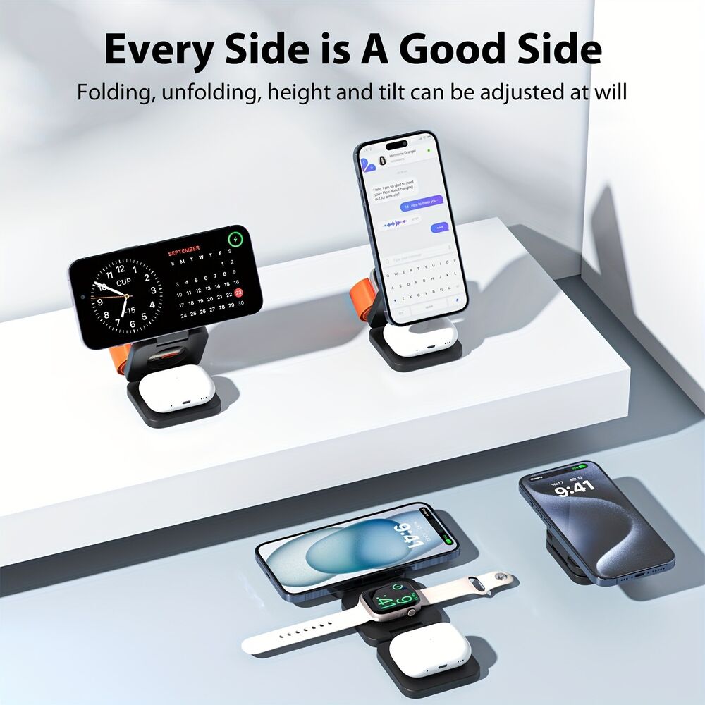 3 in 1 Foldable 15W Magnetic Wireless Charger Pad For Magsafe Apple iPhone Watch