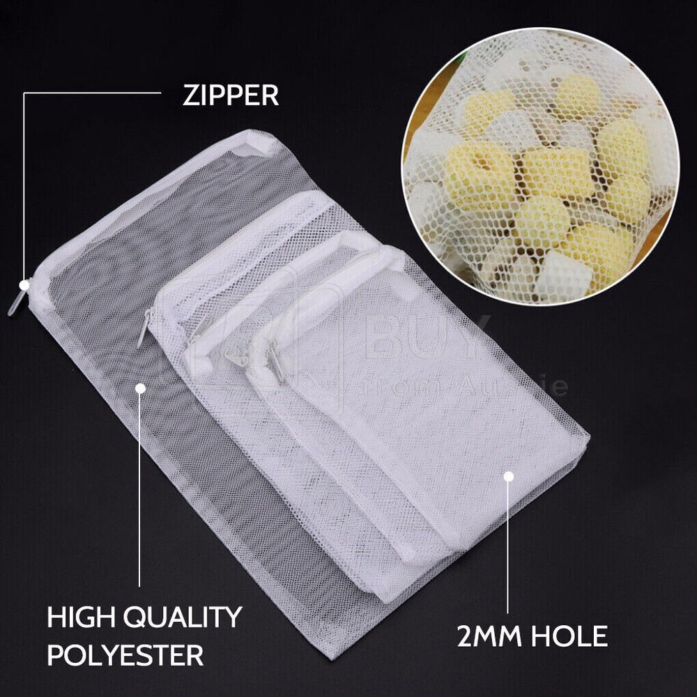 10Pcs Aquarium Filter Bags Fish Tank Bio Ball Media Mesh Storage Bag with Zipper