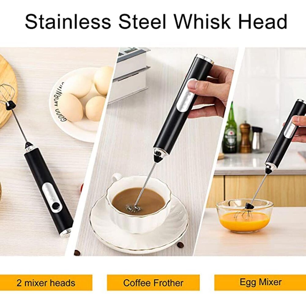 Handheld Milk Frother Electric Whisk USB Rechargeable Foam Maker 3 Speed Levels