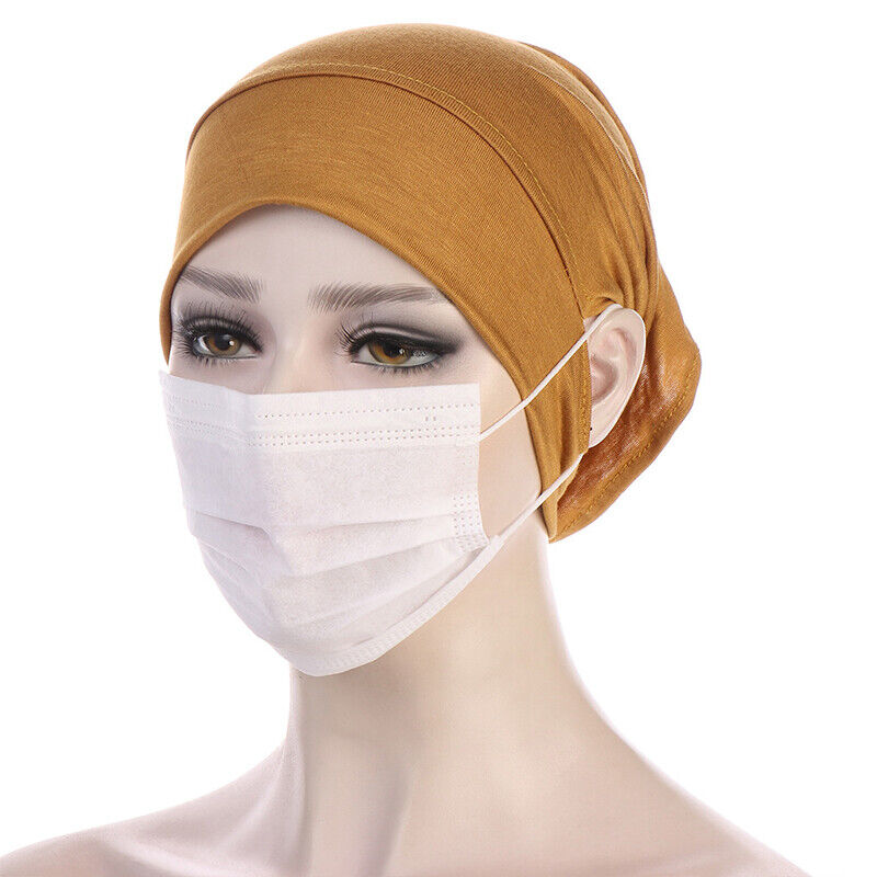 Women Muslim Stretch Turban Hat Chemo Cap Hair Loss Head Scarf Wrap Hijab Cap .