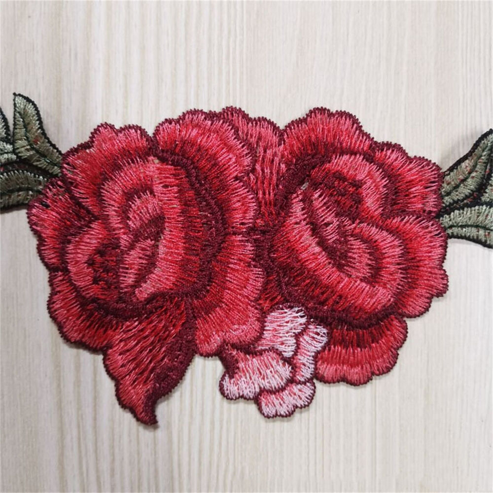 3PC 3D Lace Applique Patch Trimming Embroidery Flower Sewing Dress Clothing Trim