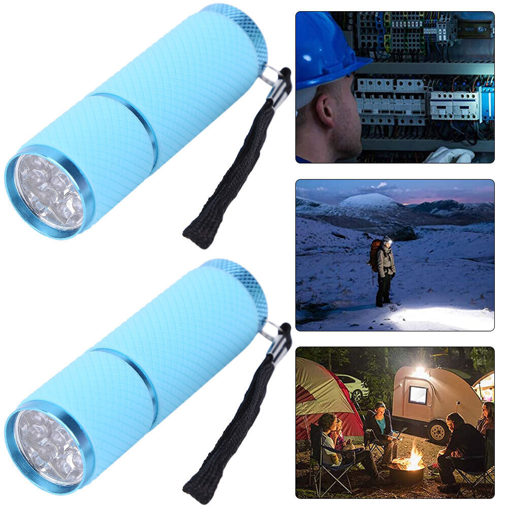 2Pcs 9LED Mini Flashlight Camping Light Waterproof Aluminum Alloy Torches (Sk