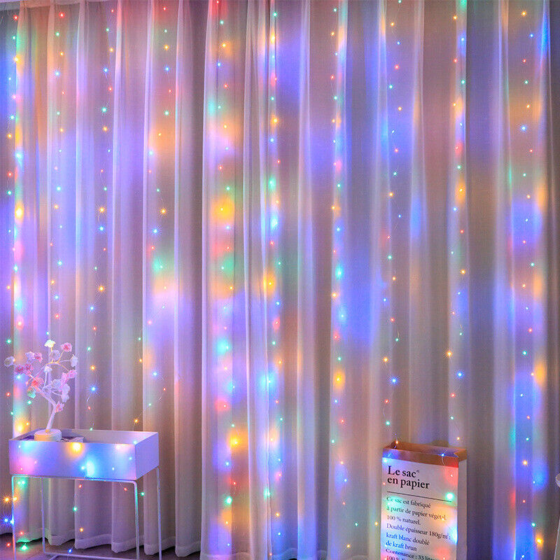 300 LED Window Curtain String Light Christmas Party Outdoor Indoor Decorations