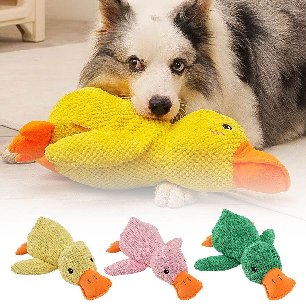 The Mellow-Dog, Yellow Mellow-Dog Calming Duck, Squeaky Dog Toy for Indoor Puppy