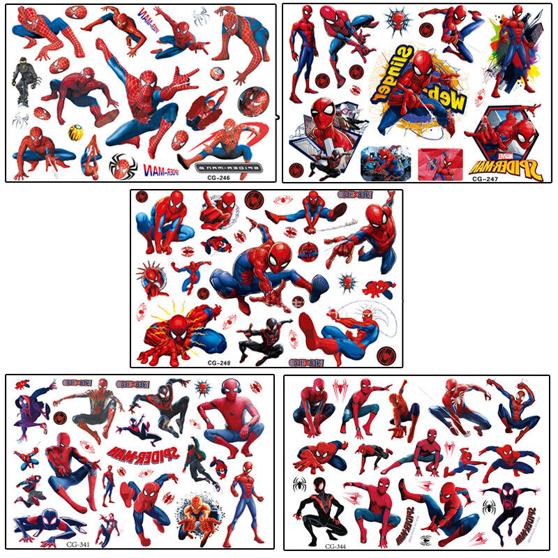 Kids Tattoo Sticker Super Hero Temporary Spiderman Cartoon Supplies Body Art