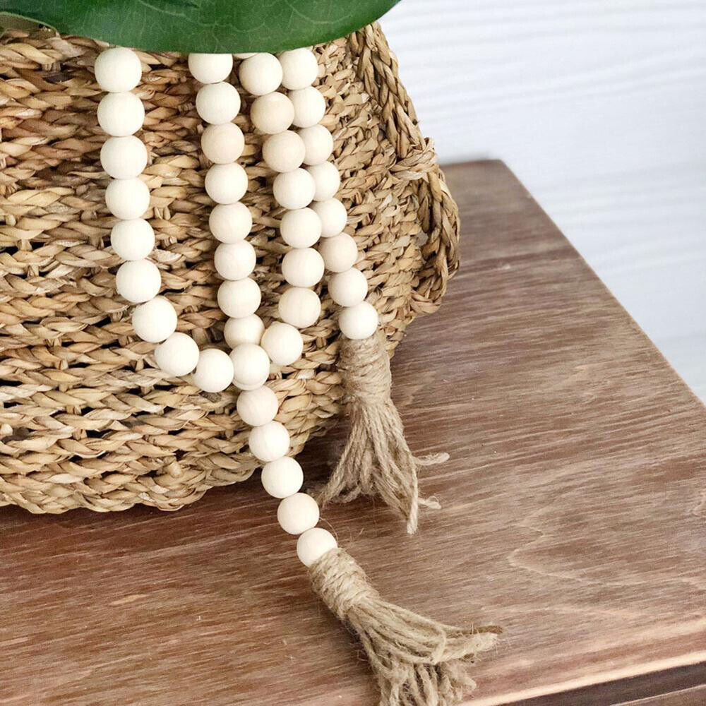 Tassel Farmhouse Beads Natural Wooden Bead Garland Kids Baby Nursery Room Decor