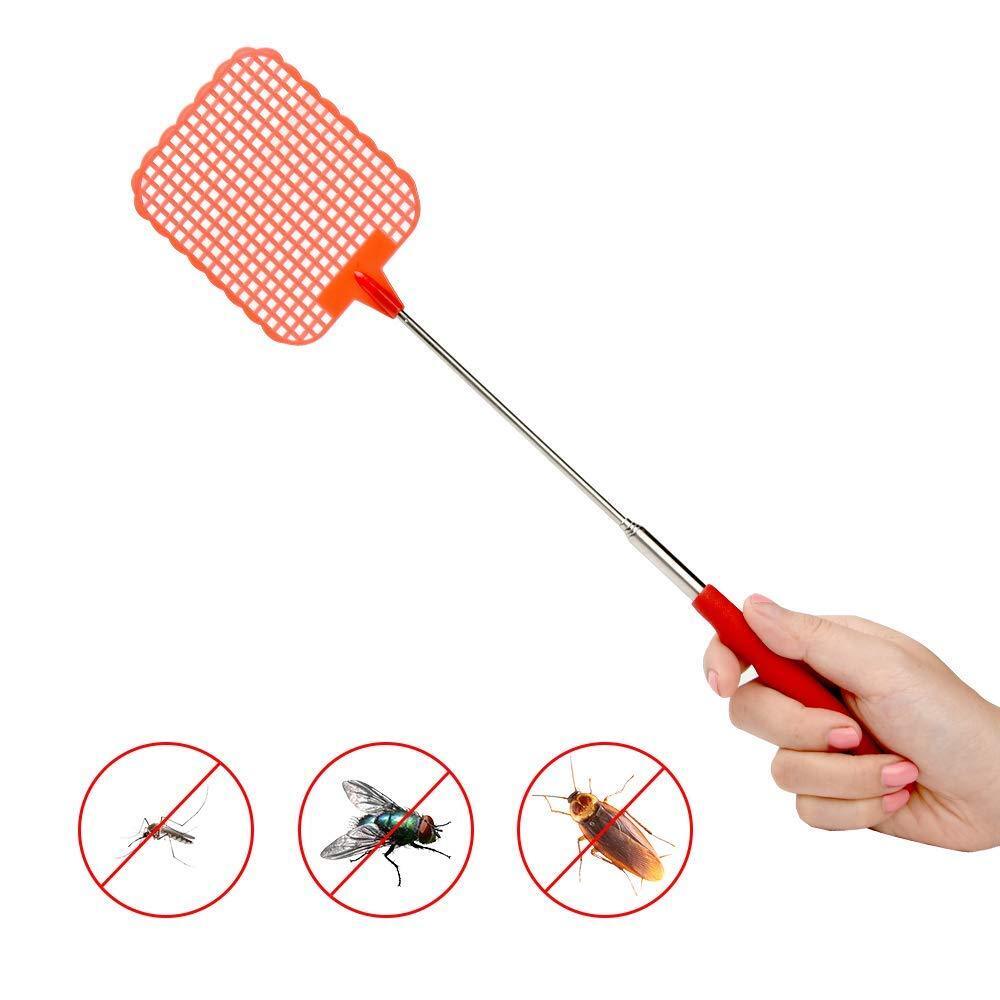 2x Telescopic Fly swatter Bug Extendable Home Office Pest Control Flyswatter