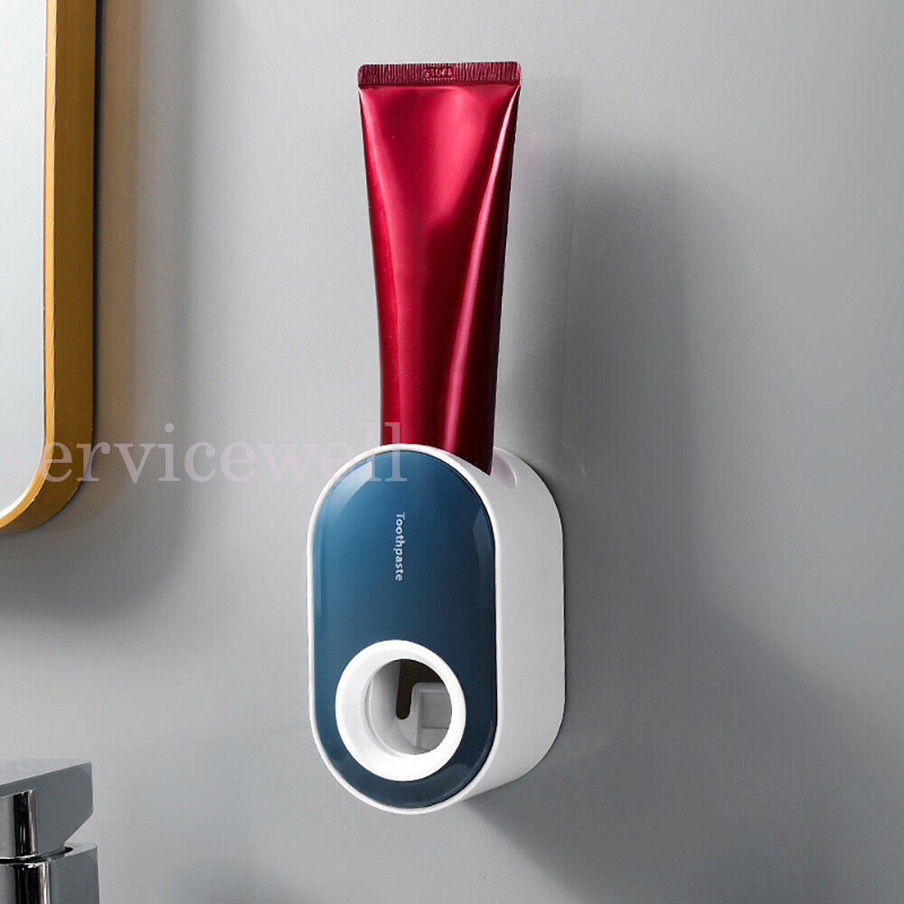 NEW Automatic Toothpaste Dispenser Wall-mounted Rack Toothbrush Holder Bathroom