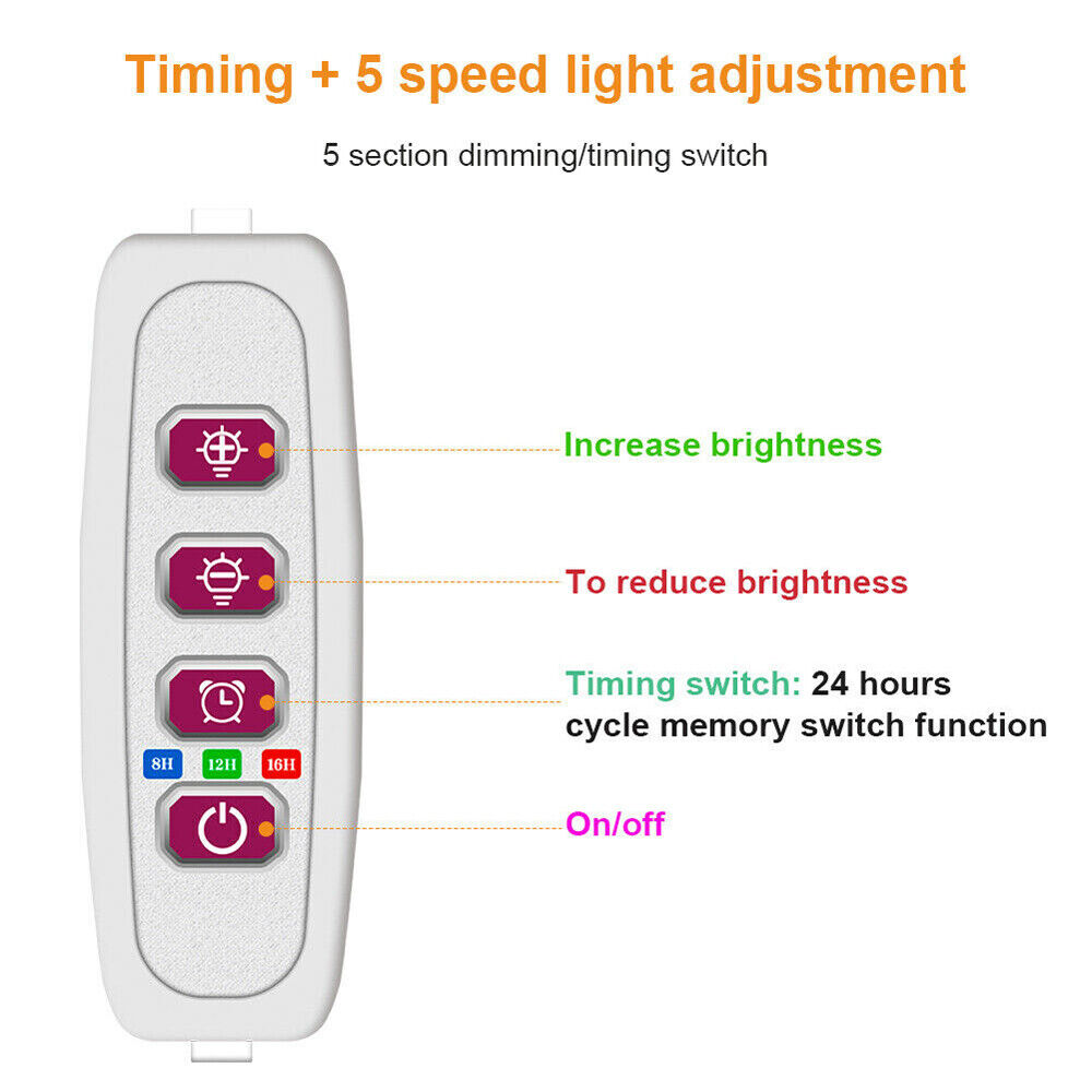 USB LED Grow Light Plant Growing Full Spectrum Dimmable Indoor Plants Ring Lamp