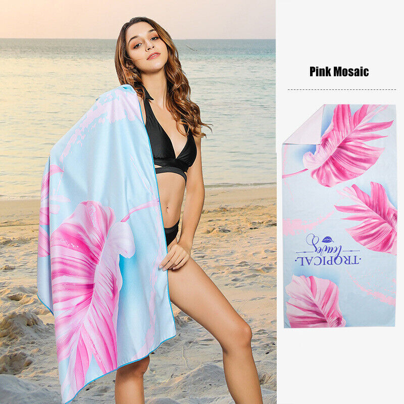 Sand Free XL Beach Towel + Bag Quick Dry Microfibre Compact Light Swimming