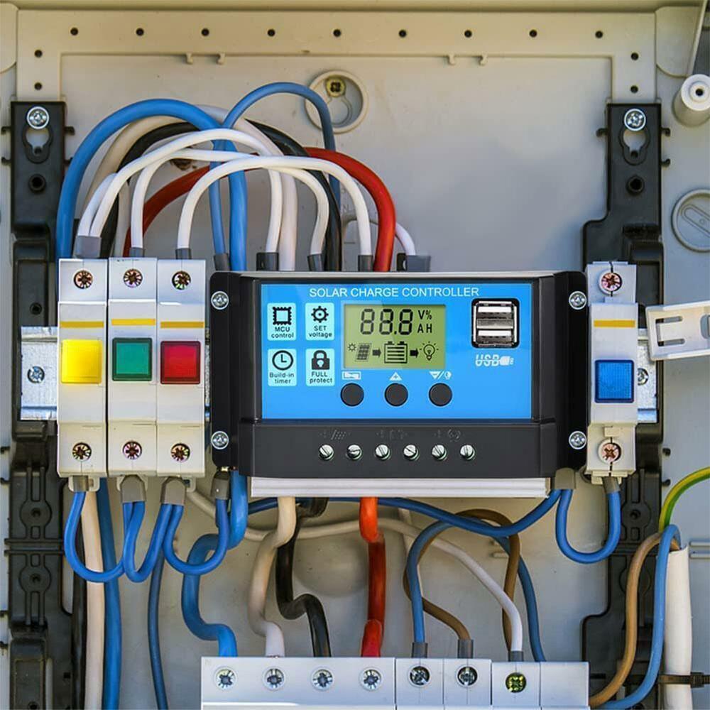 Solar Panel 10A 20A 30A Battery Charge Controller LCD Regulator USB 12V/24V J9D6