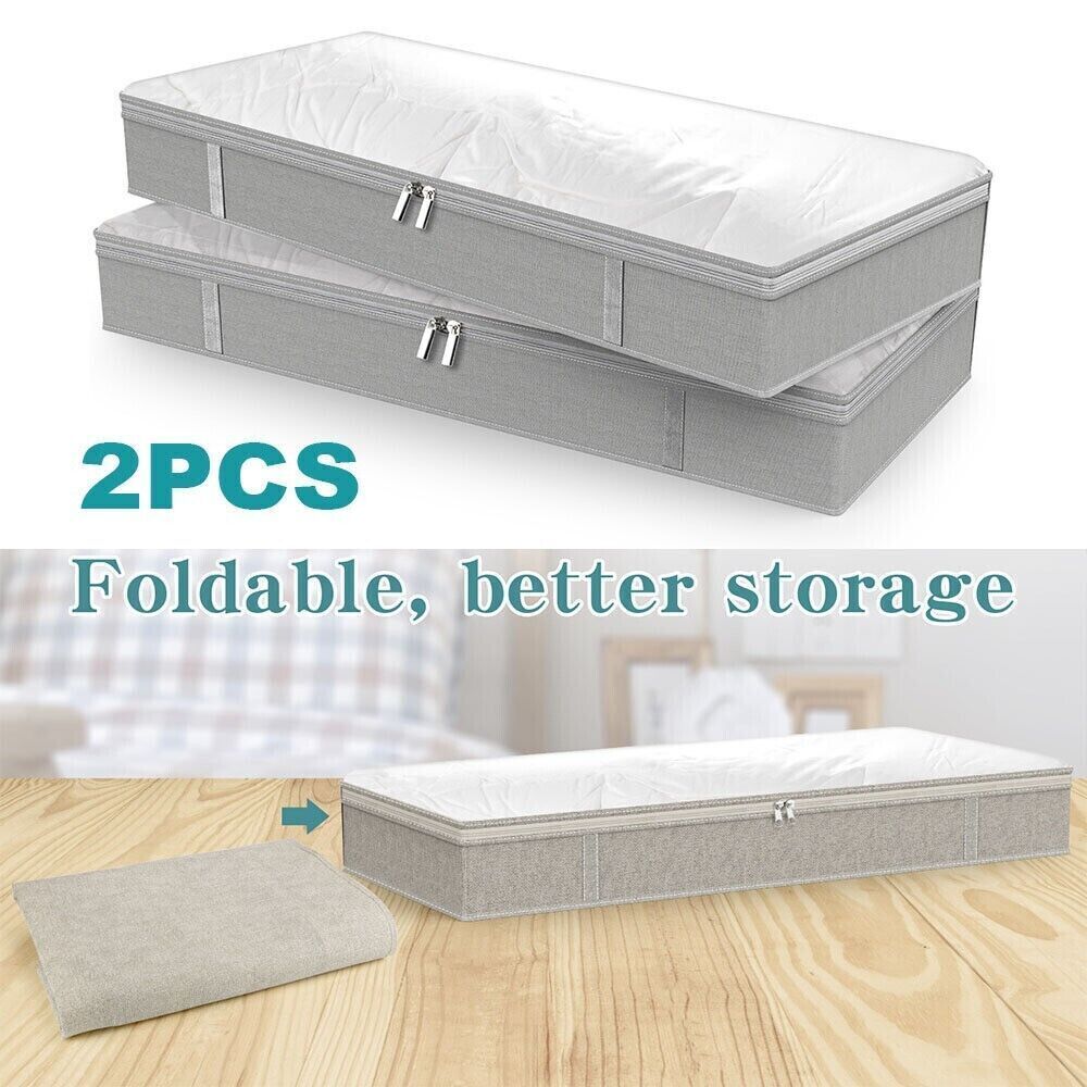 2x Removable Under-Bed Storage Box Large-Capacity Foldable Non-Woven Storage Box