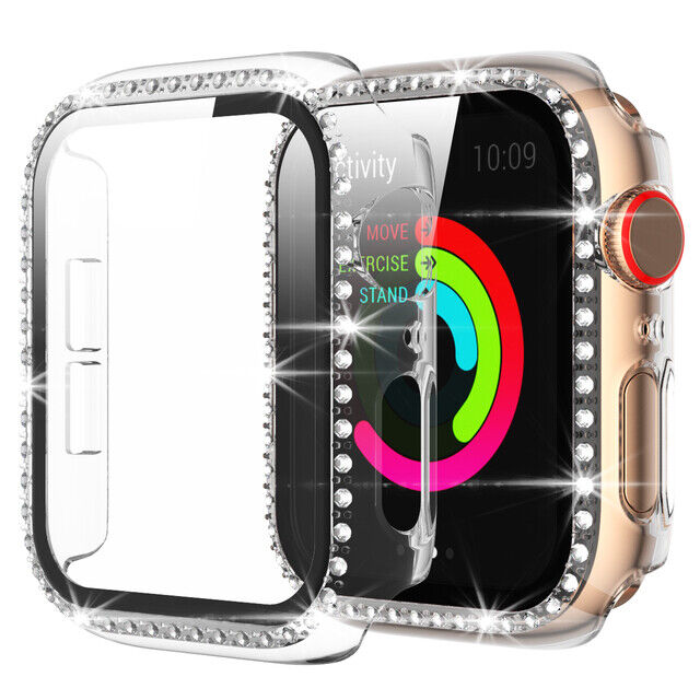 For Apple Watch SE 40mm 44mm 41mm 45mm Bling Diamond Case With Screen Protector