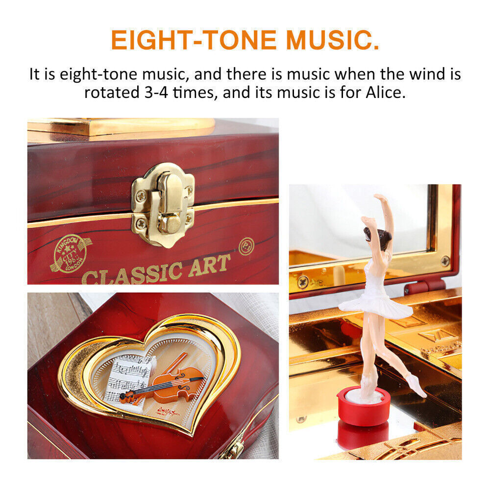 Musical Jewellery Box Rotating Ballerina Dancer Music Box Storage Organizer Gift