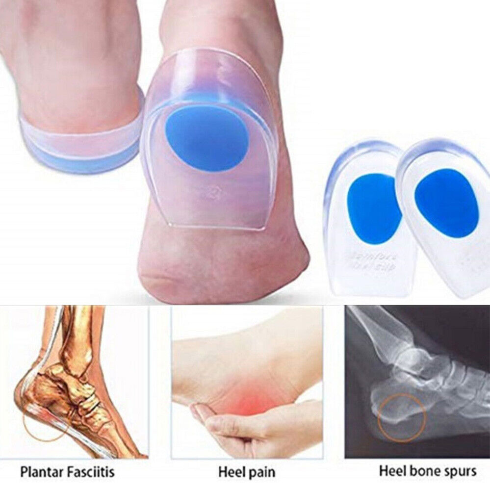 Gel Heel Inserts Pain Pads Insoles relief Support Shoe Cushion Massage Silicone