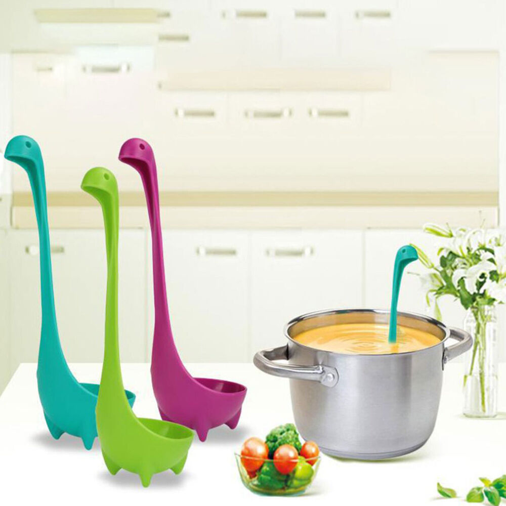 2x Nessie Soup Ladle Long Handle Loch Ness Monster Dinosaur Kitchen Food Spoon