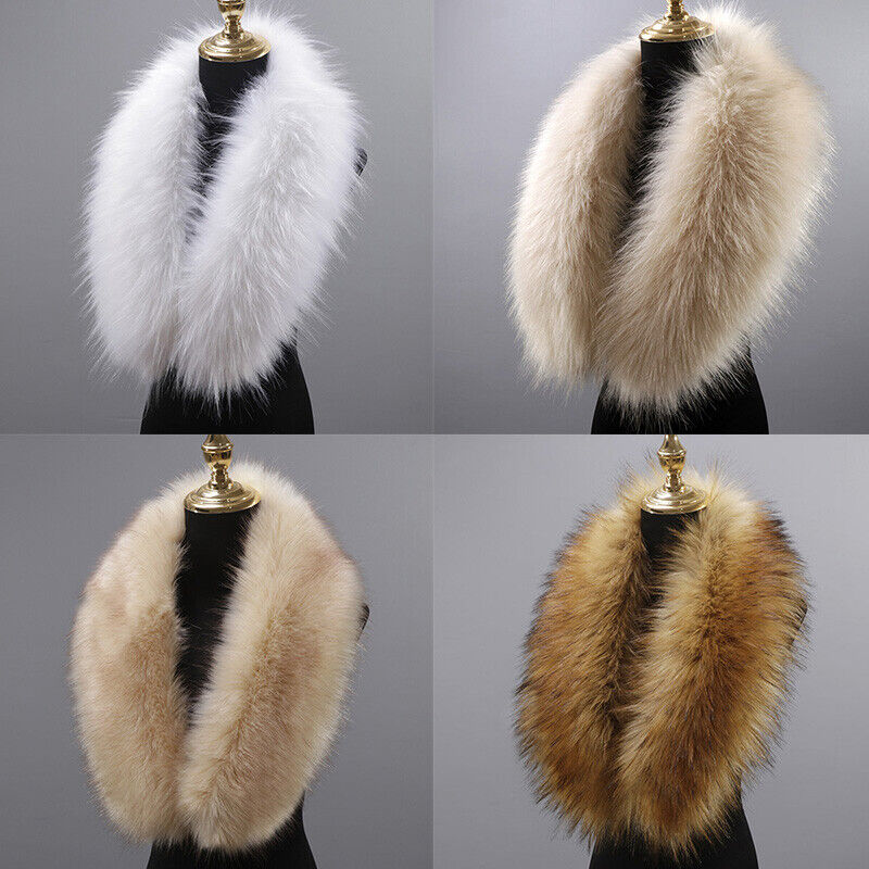 Women Winter Warm Fluffy Collar Scarf Faux Fox Fur Shawl Neck Warmer Wraps Stole