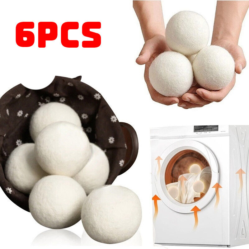 6pcs 6cm Reusable Wool Dryer Balls Drying Fabric Softner Clothes Wrinkles Reduce