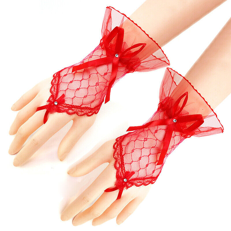 Women Mesh Tulle Sheer Long Gloves Full Finger Gloves Mittens Sun Protection