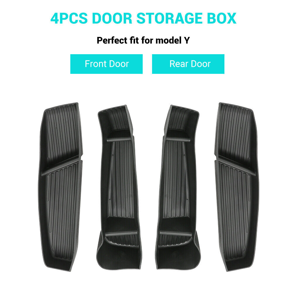 4PCS Door Side Storage Box Tray Organizer Part for Tesla Model Y Front & Rear