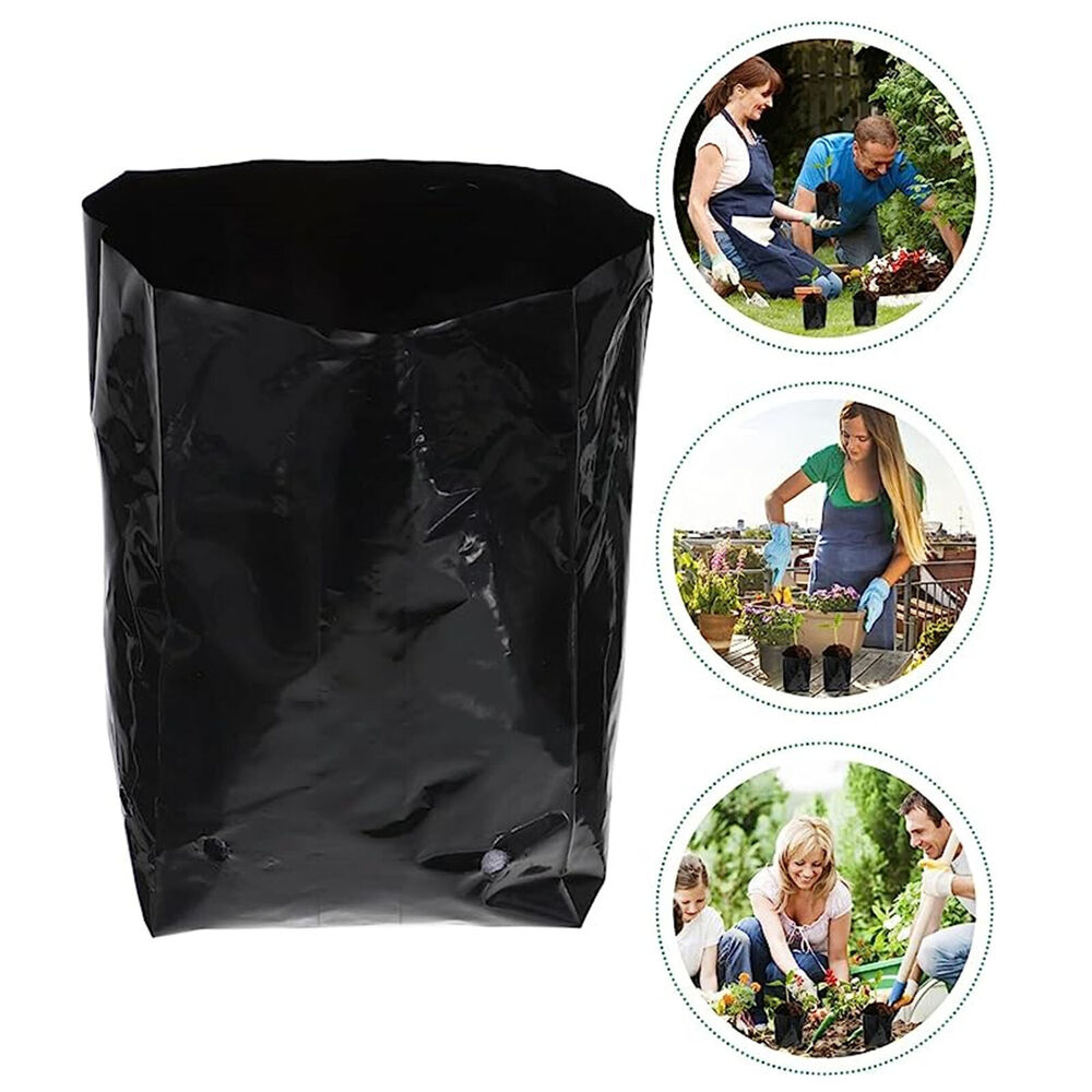 100PCS Black PE Nursery Bags Plant Grow Bags Pot Garden Yard Planting Pouch Bag