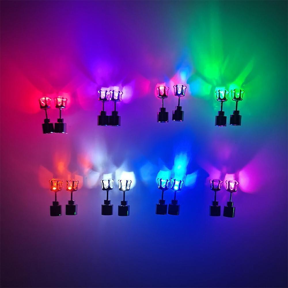 LED Earrings Glowing Light UpDiamond Crown Ear Drop Stud Pendant For Party U8R0