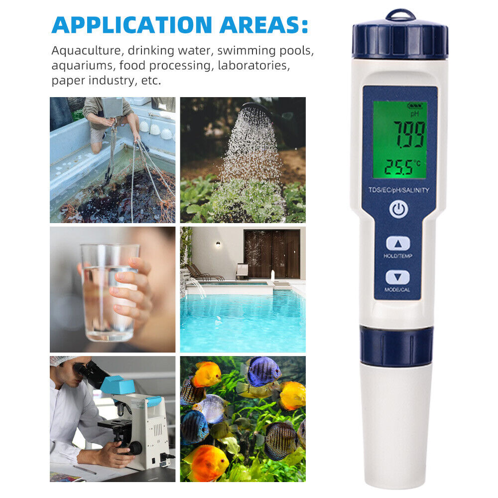 5 in 1 Digital Water Quality PH Tester Pen TDS EC Temperature Test Pool Water