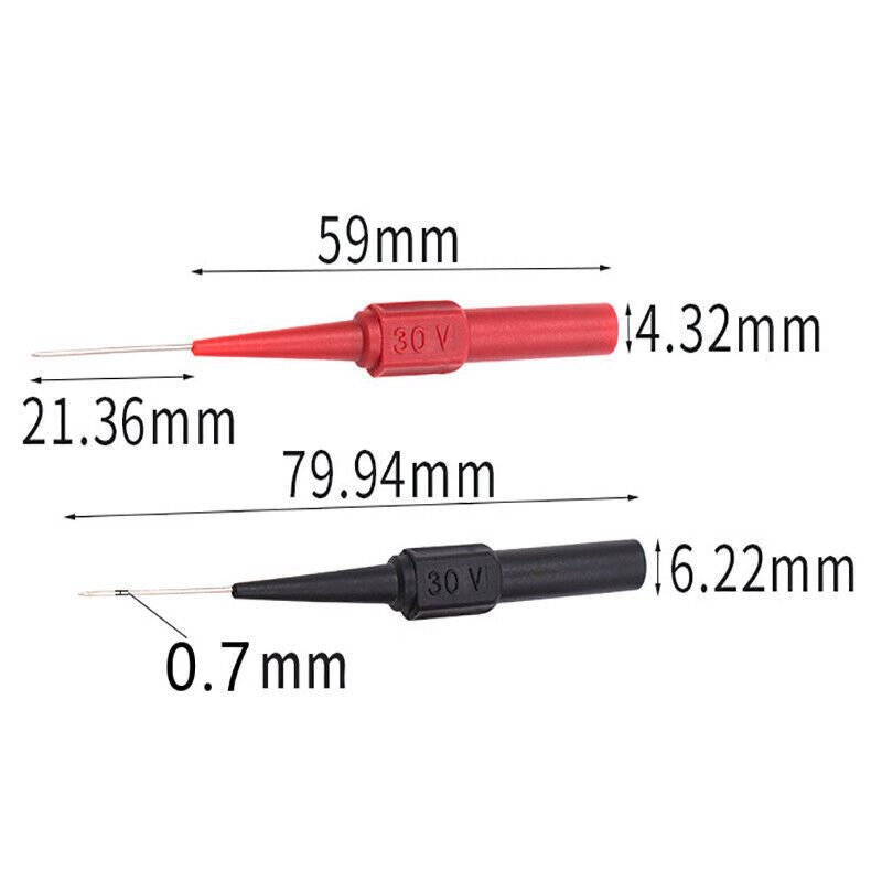 4x Multimeter Testing Lead Fluke Extention Back Probes Sharp Needles Micro Pins