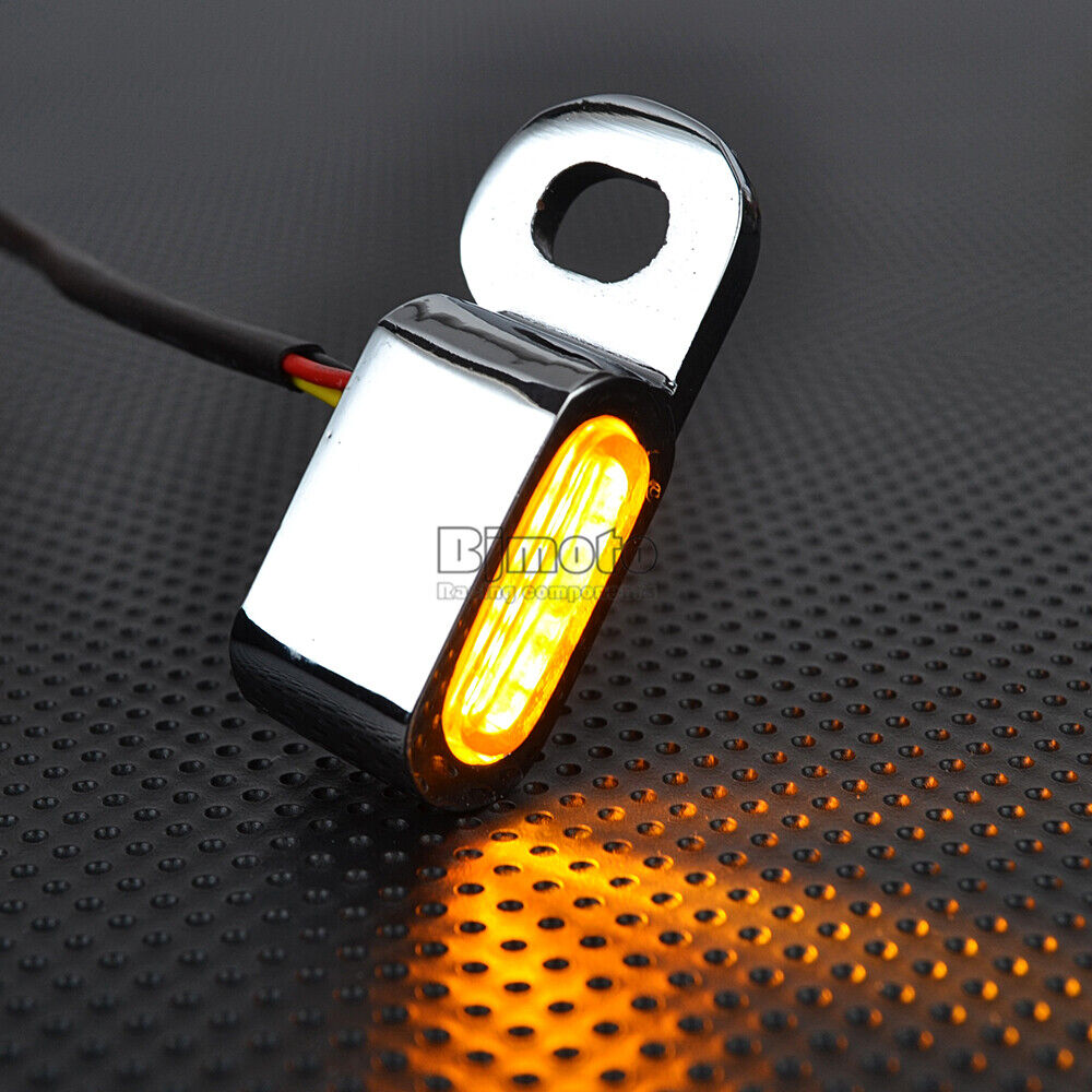 For Harley 2X Chrome Motorcycle LED Mini Turn Signal Indicator Light Amber