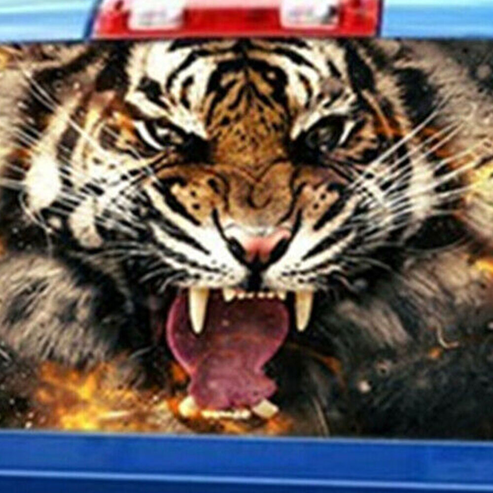 Rear Window Stickers Flame Tiger Head Style Vinyl Graphics Decals For Car Pickup