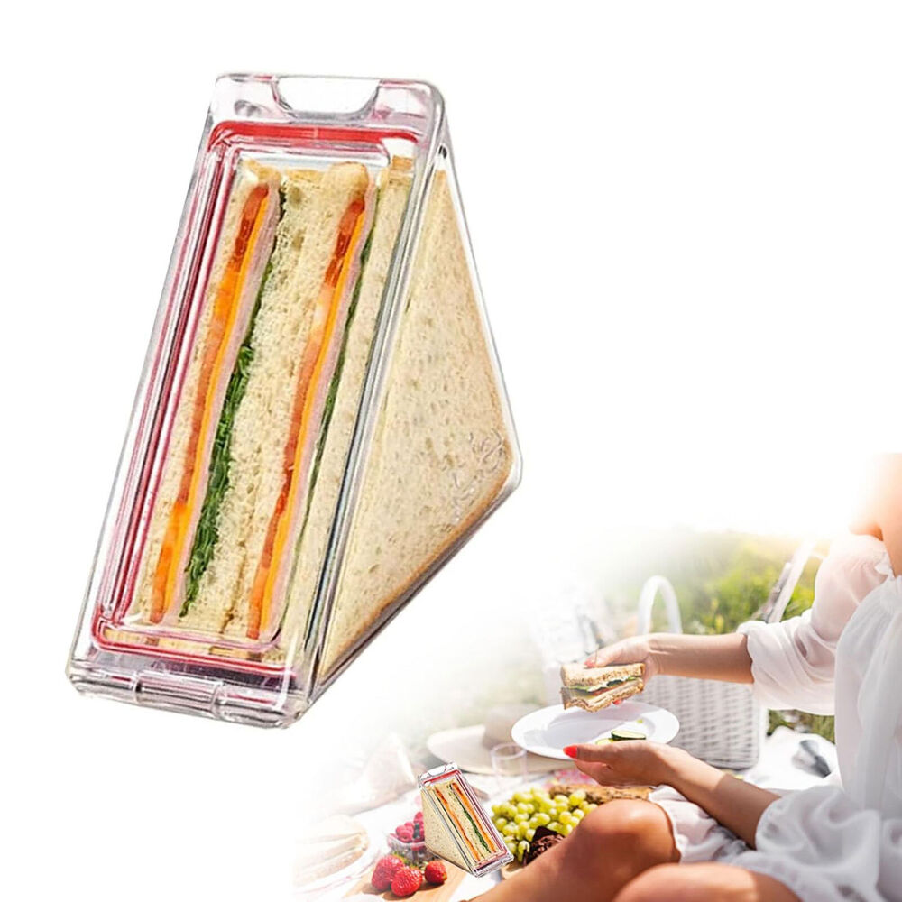 Triangle Sandwich Container Plastic Sandwich Bag Reusable Sandwich Portable #T