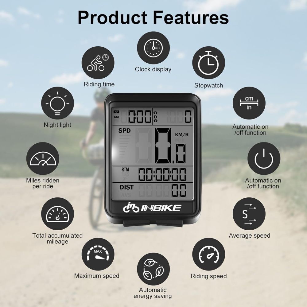 Wireless Cycling Bike Bicycle LCD Cycle Speedometer Computer Odometer Waterproof