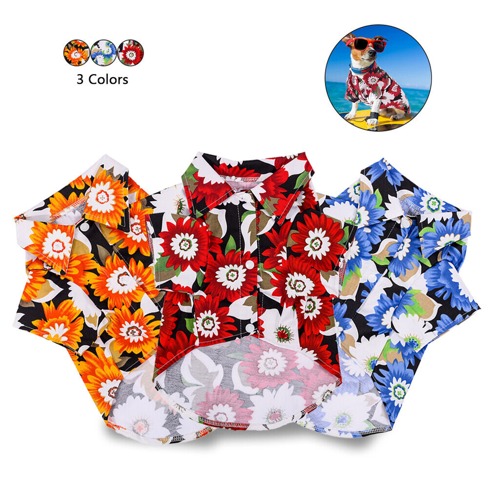 Hawaii Pet Clothes Summer T-shirt Dog Cat Chihuahua Beach Short Sleeve Tops