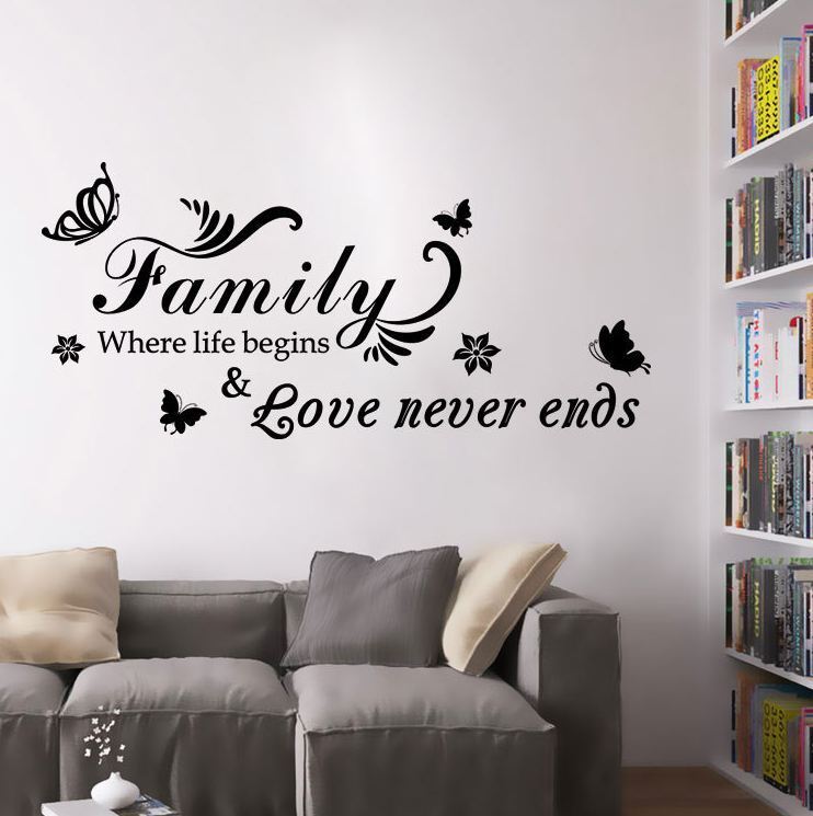 Wall Stickers Removable Family Love Never ends Living Room Decal Art Decor