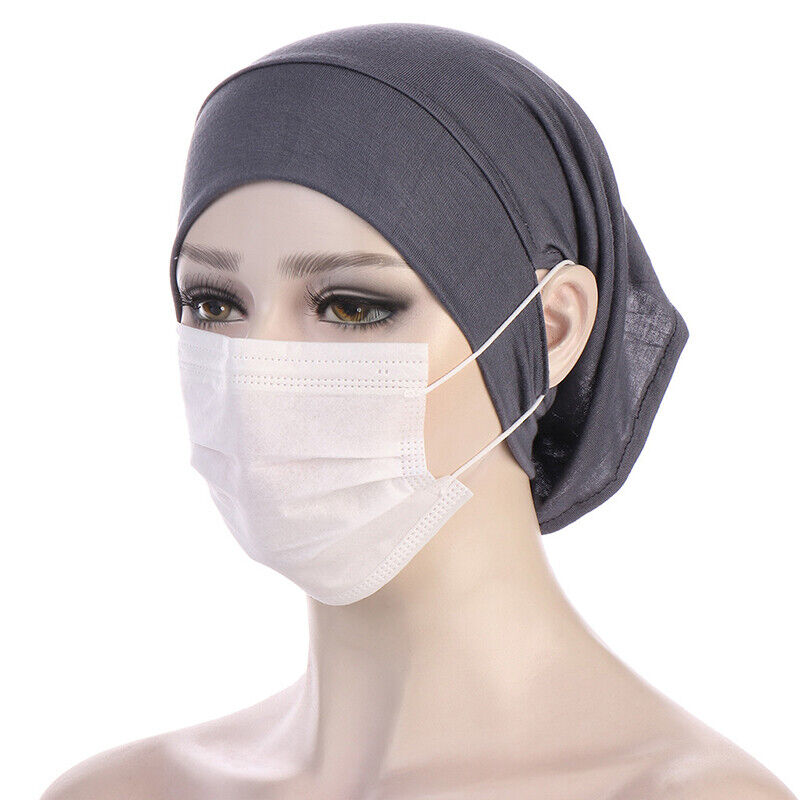 Women Muslim Stretch Turban Hat Chemo Cap Hair Loss Head Scarf Wrap Hijab Cap .