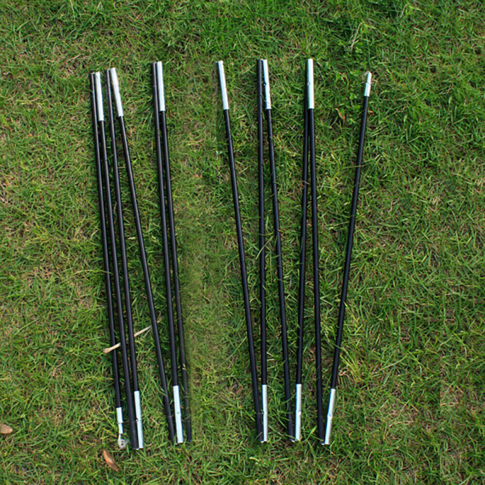 2X 6 Sections Outdoor Camping Foldable Fiberglass Rod Tent Pole Replacement 3.2m