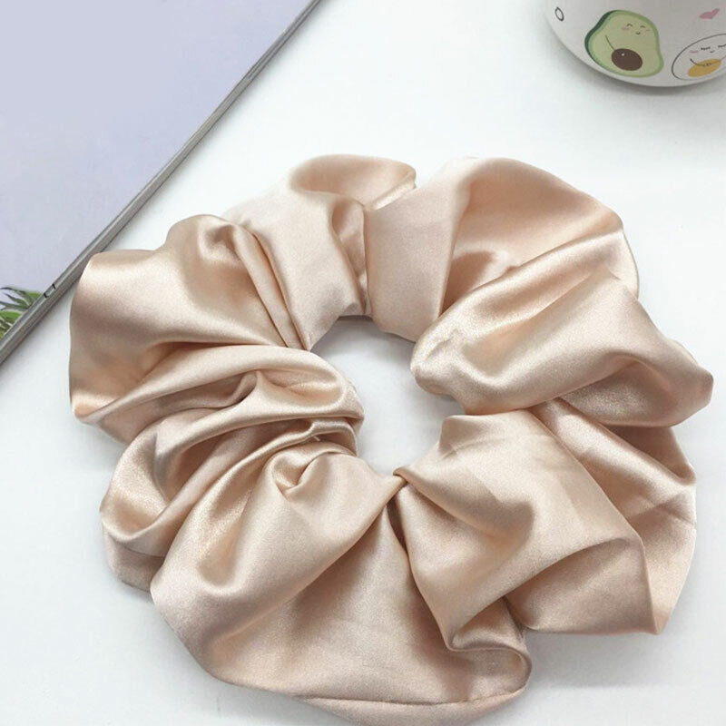 Oversized Elastic Silk Hair Band Ring Rope Tie Womens Simple Satin Scrunchies