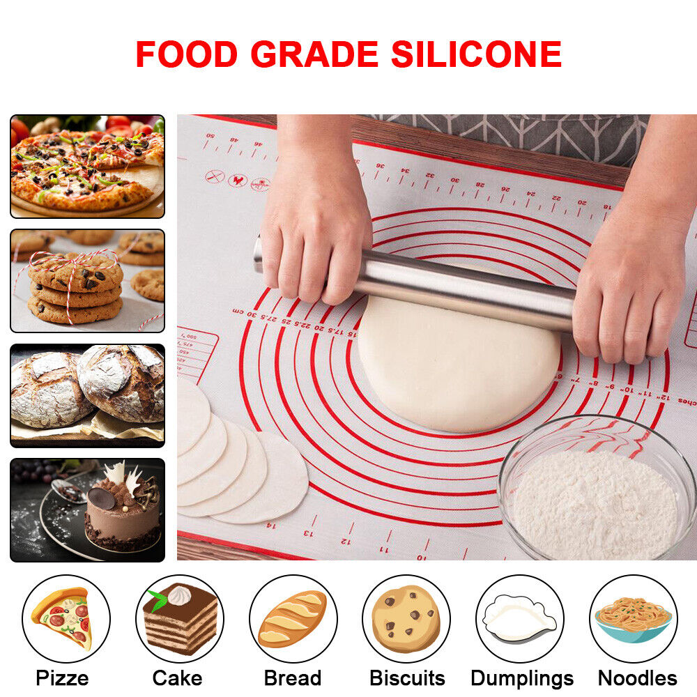 2x Reusable X Large Non-Stick Silicone Baking Mat Sheet Rolling Pastry Dough 60x40