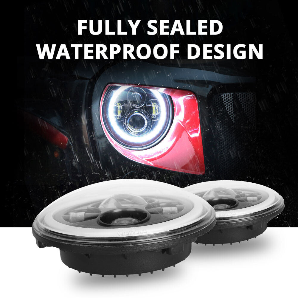 2X 7 Inch LED Headlights DRL Hi/Lo Beam Turn Light for JEEP Wrangler GQ PATROL