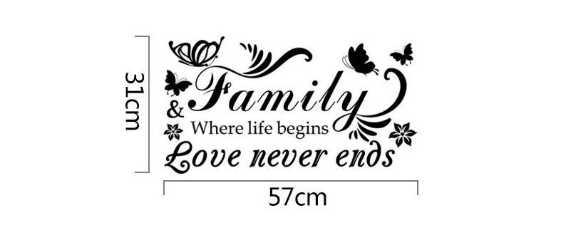 Wall Stickers Removable Family Love Never ends Living Room Decal Art Decor