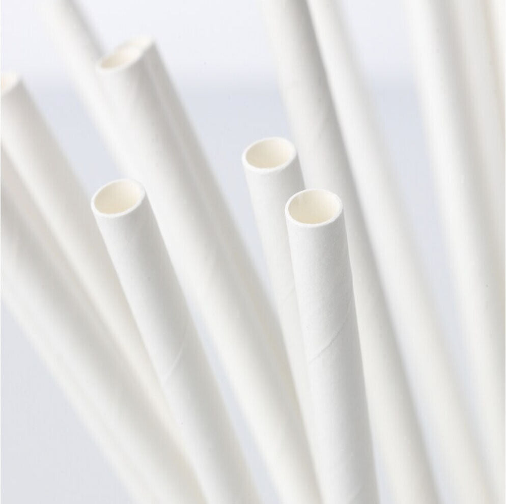 500pcs Paper Drinking Straws Disposable White Colourful Eco Catering Straw